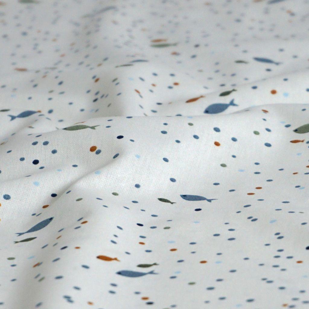 Baumwollstoff Motivdruck kleine Fische